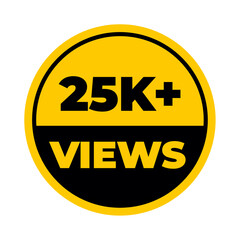 25K Views png, Yellow Colour, Minimal Style, High Resolution