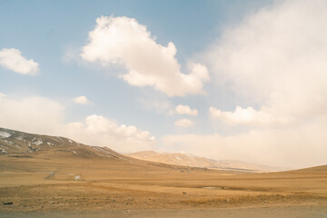 steppe and mountains landscape in Orkhon valley, Mongolia