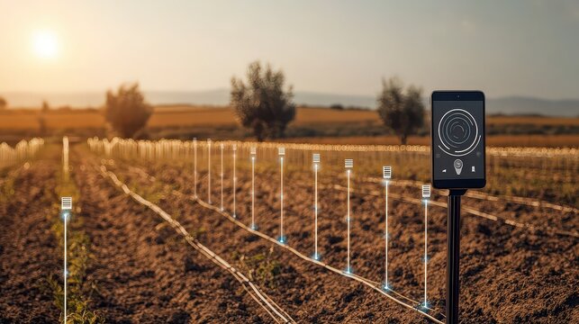 Advanced Smart Irrigation System with Drip Lines in Agriculture Field