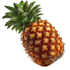 Artistic rendering of a juicy pineapple floating smoothly in water, with realistic color saturation and sharp texture of the spikes, perfect for modern health and tropical themes, photographed with pr