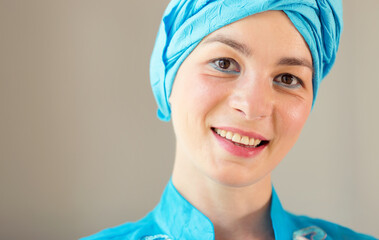 Close up face. Portrait of a beautiful young east woman. 