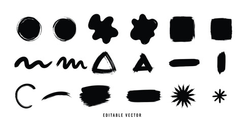 Versatile Black Shapes: Graphic Design Elements for Projects Flat vector illustration