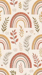 Boho rainbow seamless pattern design for textile prints and backgrounds in neutral earthy colors hd wallpaper, wallpaper 4k