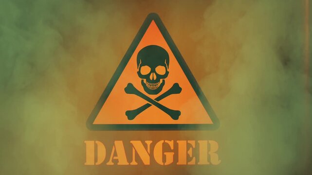 Toxic Smoke Rising Over Danger Sign