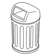 Isometric Trash Can Line Art