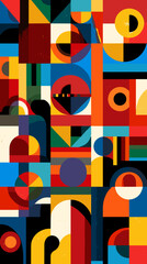 Abstract geometric patterns in vibrant colors with circular shapes  