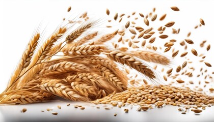 Wheat Isolated on White Background – Selective Focus