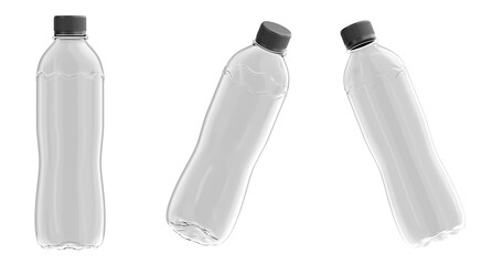 3d render of plastic bottle mockup set