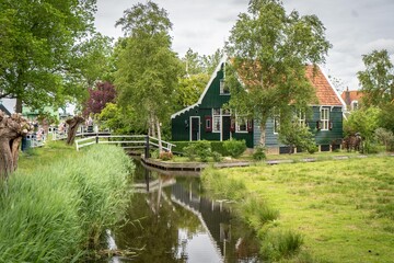 Typical Dutch family houses, traditional village historic architecture, Netherlands, Holland