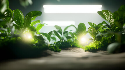 Obraz premium Glowing Plants In Dark Studio Setting