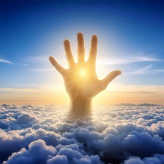 holy benevolence concept with god's hand radiating warm light