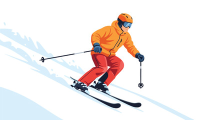 Skiing illustration downhill skier winter sport snow mountain ski equipment vector