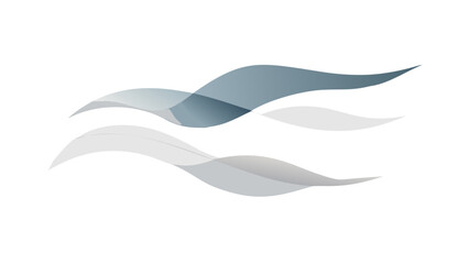 Fototapeta premium Abstract flowing wave shapes in cool blue and grey tones against a black background