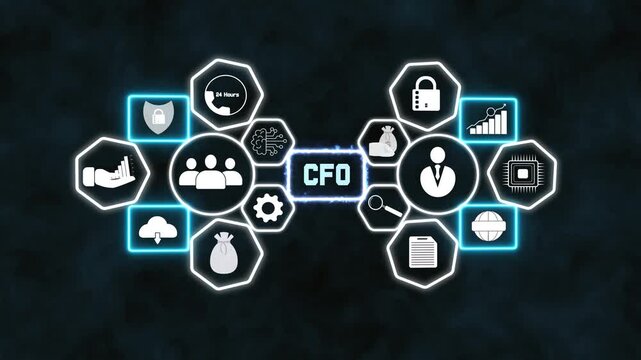 CFO business concept. Futuristic Digital Display of CFO Concept in Modern Business, Technology, and Network Environment, Virtual Screen Visualization of CFO in Digital Business Technology