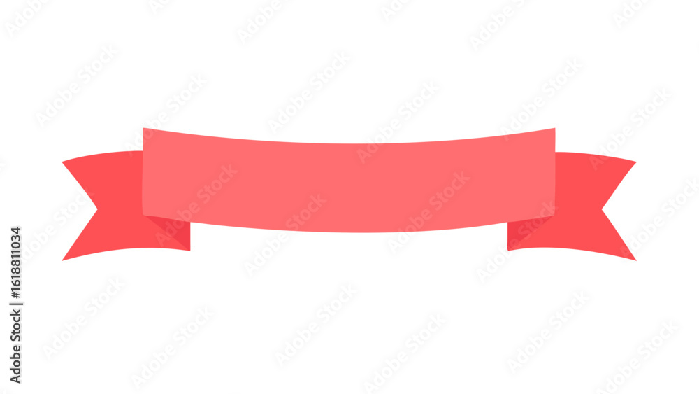 Poster a simple flat design coral colored ribbon banner with a black background for text and design element