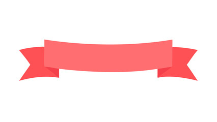 A simple flat design coral colored ribbon banner with a black background for text and design elements