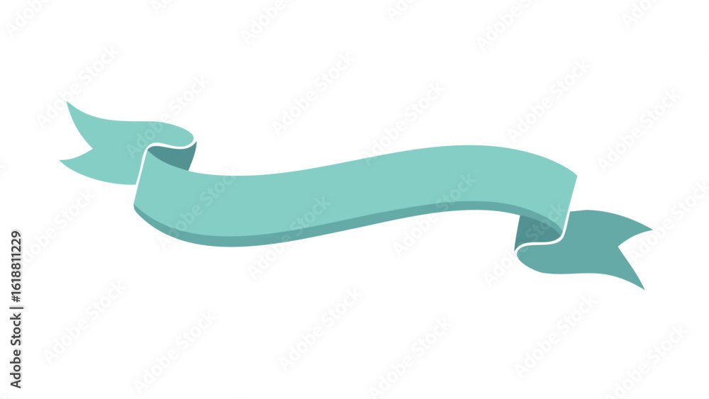 Poster a simple flowing teal ribbon banner with a subtle shadow effect on a black background