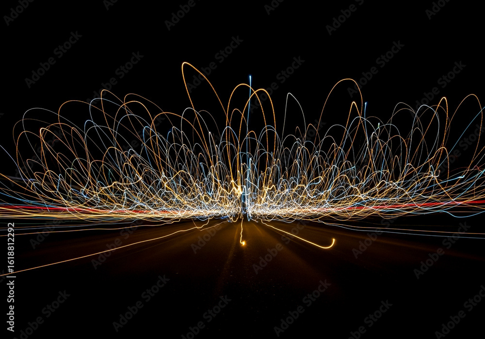 Aufkleber illuminated trail: an abstract image capturing the essence of light trails. dynamic energy creating 