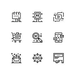 creative marketing and advertising 09 outline icon pack vector