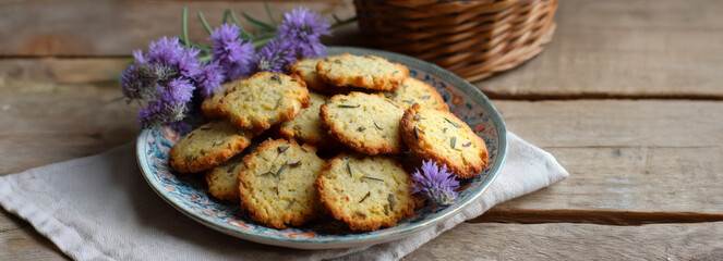 Delicious Herbal Cookies on a Rustic Plate