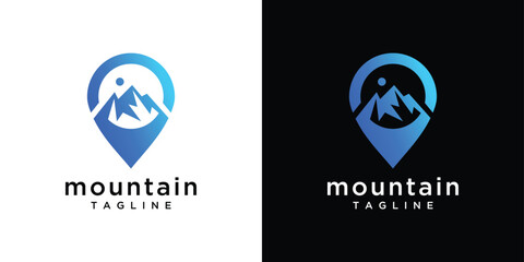 Mountain location pin logo design template