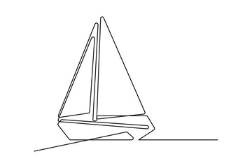 Sailboat continuous on line drawing of isolated outline victor art white background 
