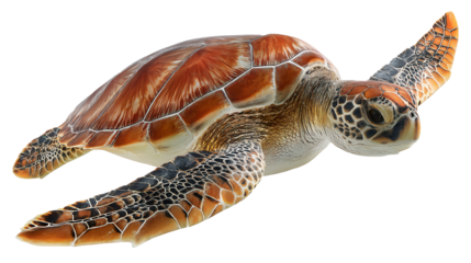 Serene sea turtle gliding gracefully through crystal-clear waters, capture of marine beauty and tranquility in vibrant detail