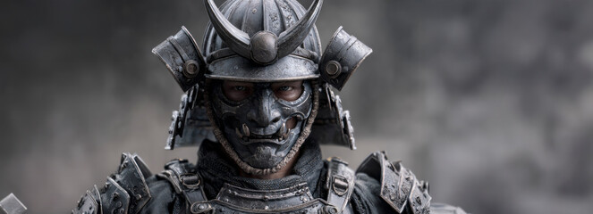 Armored Samurai Warrior in Detailed Metal Armor