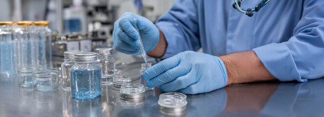 Laboratory Technician Conducting Experiments with Glassware