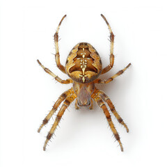 Obraz premium Full-body view of a large female European garden spider showcasing intricate details on a pristine white background