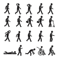 Hand drawn person walking silhouette