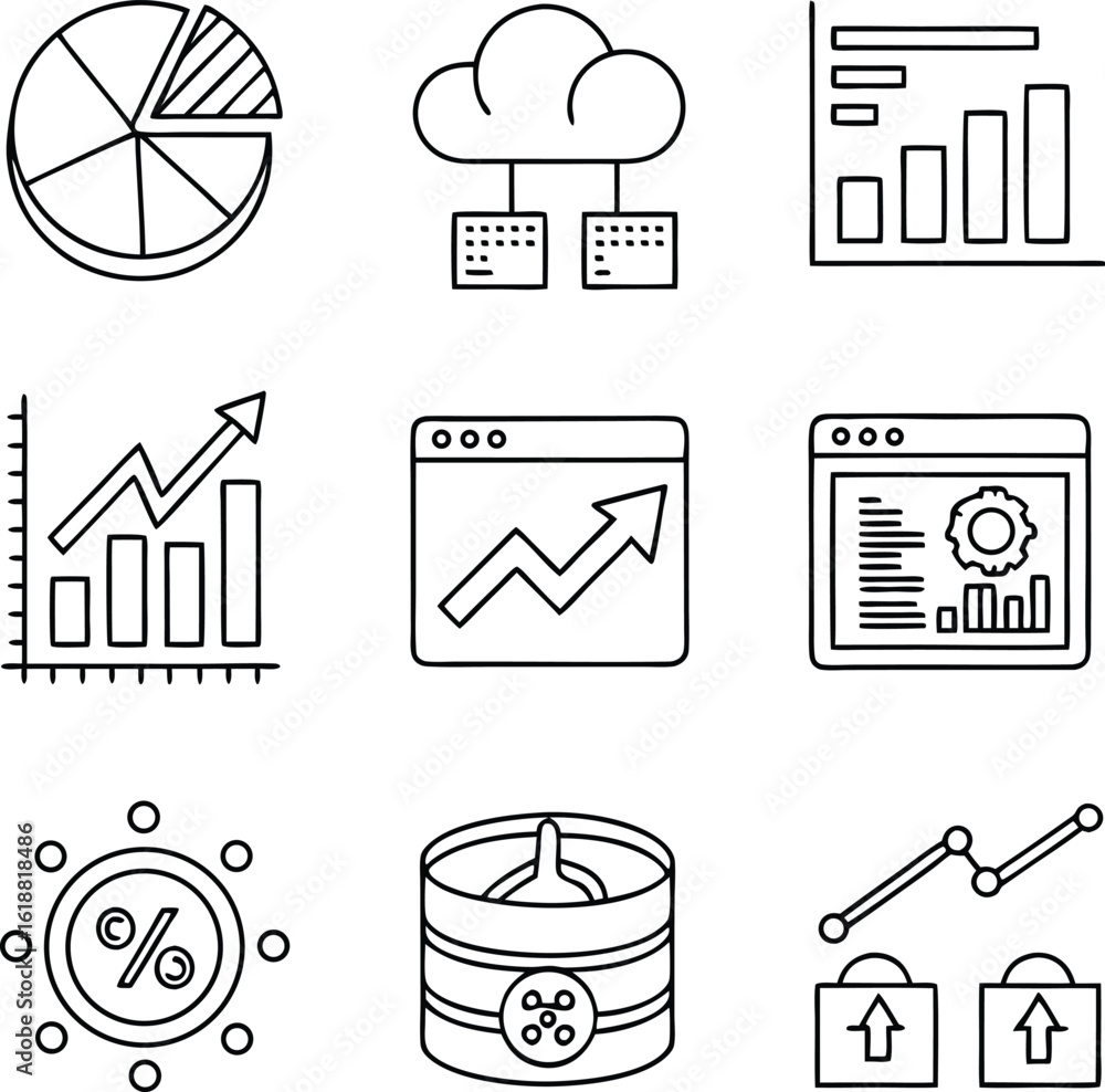 Poster data icons: explore this set of versatile and clean data icons, perfect for illustrating your data-d