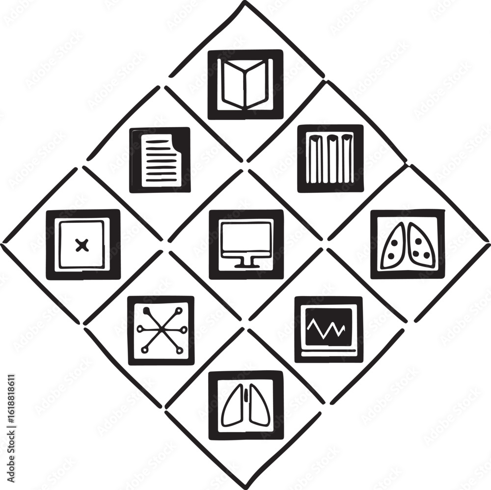 Poster dynamic abstract geometric shapes in a bold black silhouette against a vibrant multi color backgroun
