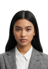 Young woman in business attire isolated on transparent background