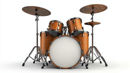 Brown Drum Kit on White Background Studio Shot