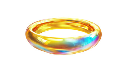 gold ring fluid holographic Iridescent 3d render icon isolated on transparent background