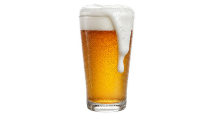 Refreshing golden ale in pint glass with creamy foam for brewery or pub advertising campaign use on transparent background