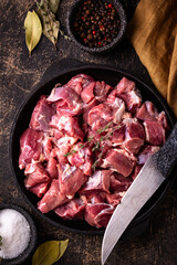 Raw chopped meat with spices