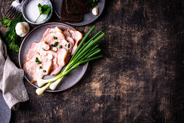 Sliced boiled smoked pork or ham