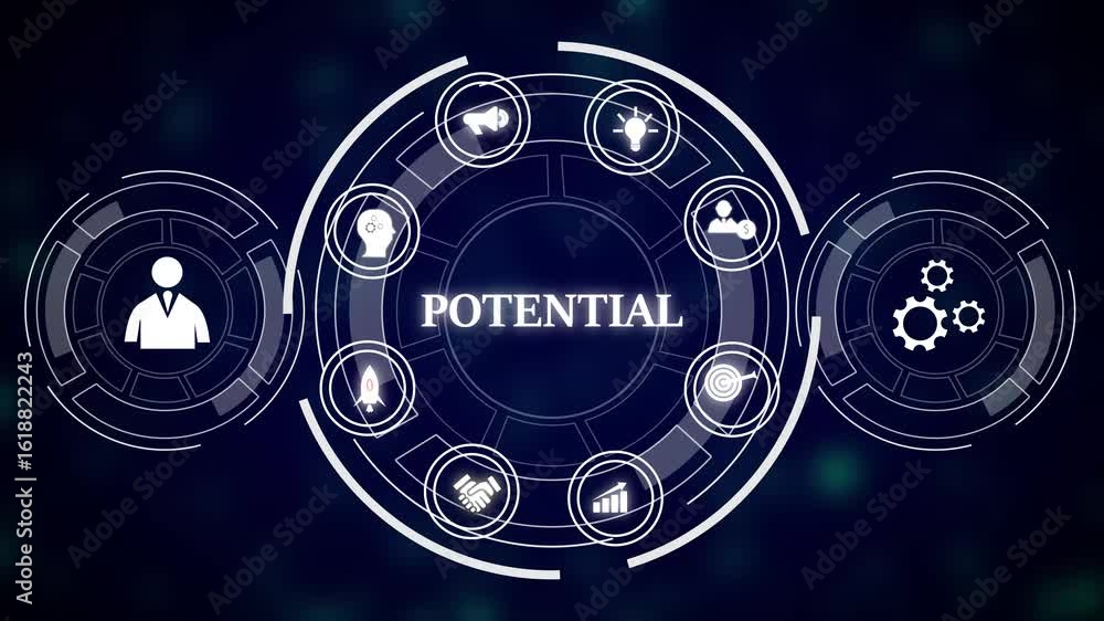 Poster teamwork and innovation drive growth and success. futuristic business strategy animation abstract te