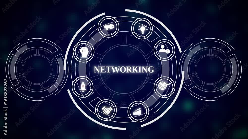 Poster abstract futuristic technology h u d interface circular design rotating elements innovation