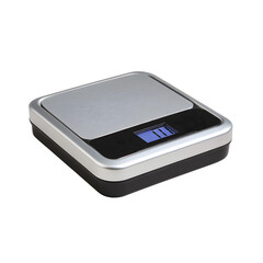 Digital pocket scale with blue lcd display isolated on transparent background