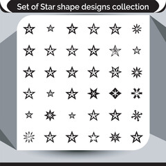 Fototapeta premium Assorted Star Shape Designs Collection Various Outlines and Fills A Variety of Star Illustrations and Graphics
