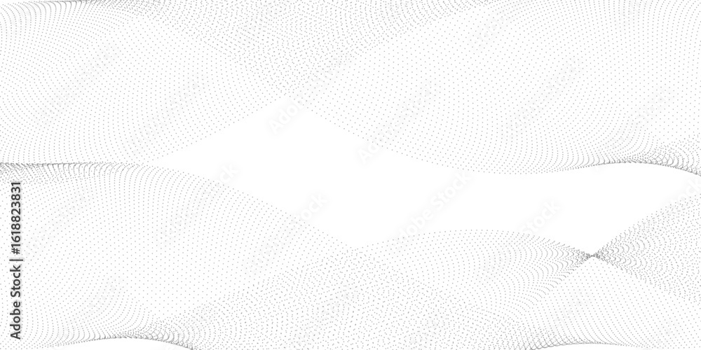 Poster abstract halftone flowing wavy white and gray gradient dots shape isolated on transparent background