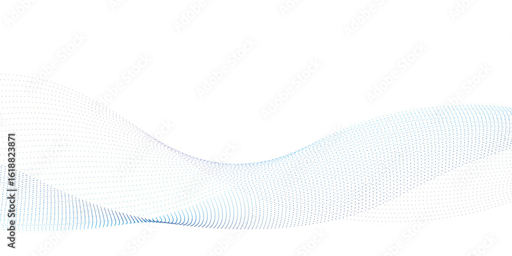 Poster abstract halftone flowing wavy colorful gradient dots shape isolated on transparent background. digi