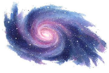 Fototapeta premium Watercolor, galaxy spiral galaxy, clip art sticker style with transparent background.png