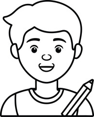 Obraz premium flat outlined student character minimal design