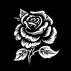 Fototapeta premium Rose - Black and White Isolated Icon - Vector illustration