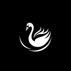 Swan - Black and White Isolated Icon - Vector illustration