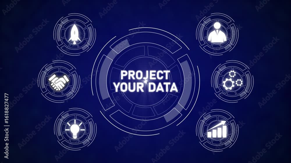 Poster project your data futuristic animated hud interface business growth technology startup